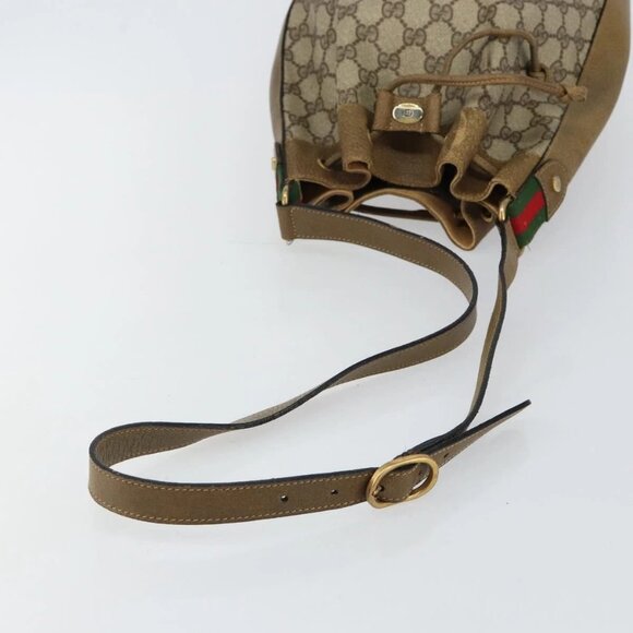 GUCCI GG Supreme Web Sherry Line Shoulder Bag PVC Beige 14 02 034 Auth 143349 - Picture 8 of 15